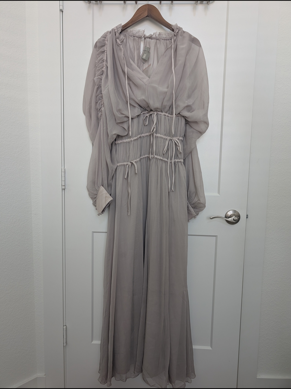 ASOS Light Gray Sheer Maxi Goddess  Dress